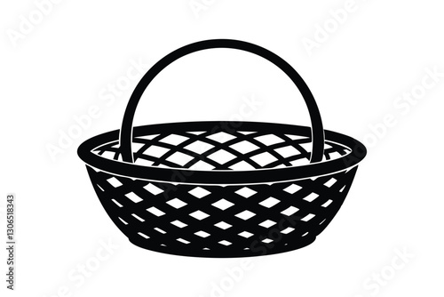 Silhouette design of a wicker basket vector art illustration.eps