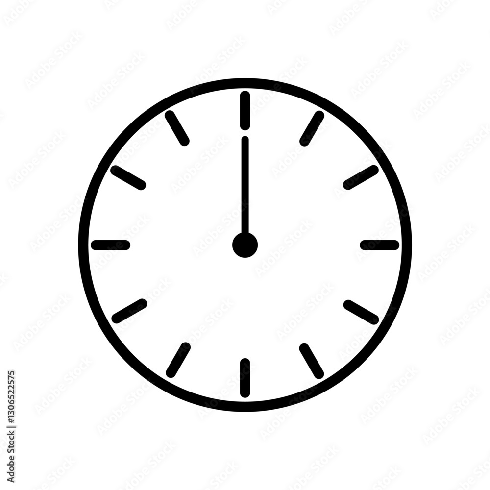Minimalist Clock Time Icon, 12 O’Clock Icon Minimalist Clock Time Icon, 12 O’Clock Icon