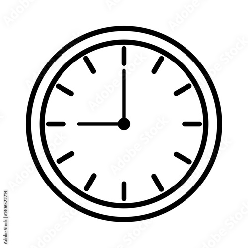 Minimalist Clock Time Icon, 9 O’Clock Icon