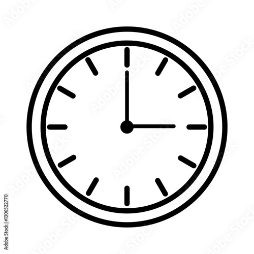 Minimalist Clock Time Icon, 3 O’Clock Icon