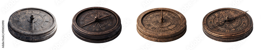 Fototapeta premium Vintage compasses showcasing different finishes and textures