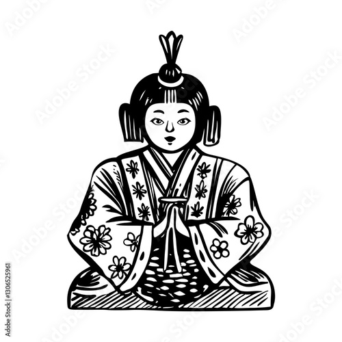 Traditional doll festival character, vintage illustration
