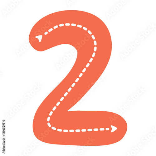 Tracing Numbers, Handwriting Practice, Preschool Learning. Tracing Number 2