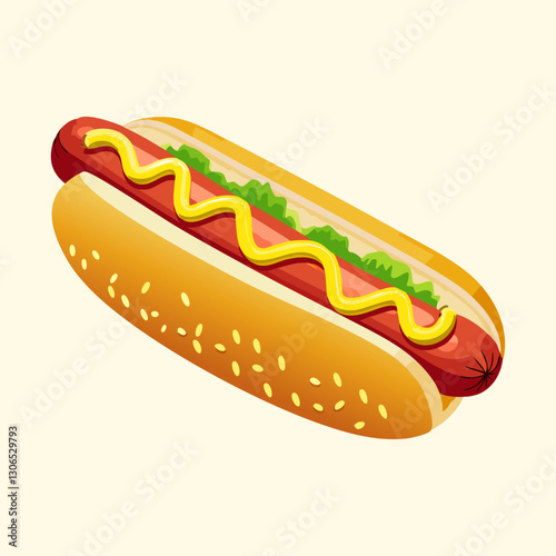 Hotdog Illustration Isometric