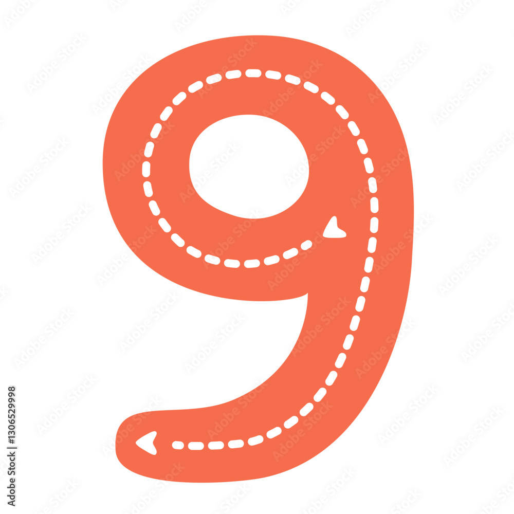 Obraz premium Tracing Numbers, Handwriting Practice, Preschool Learning. Tracing Number 9