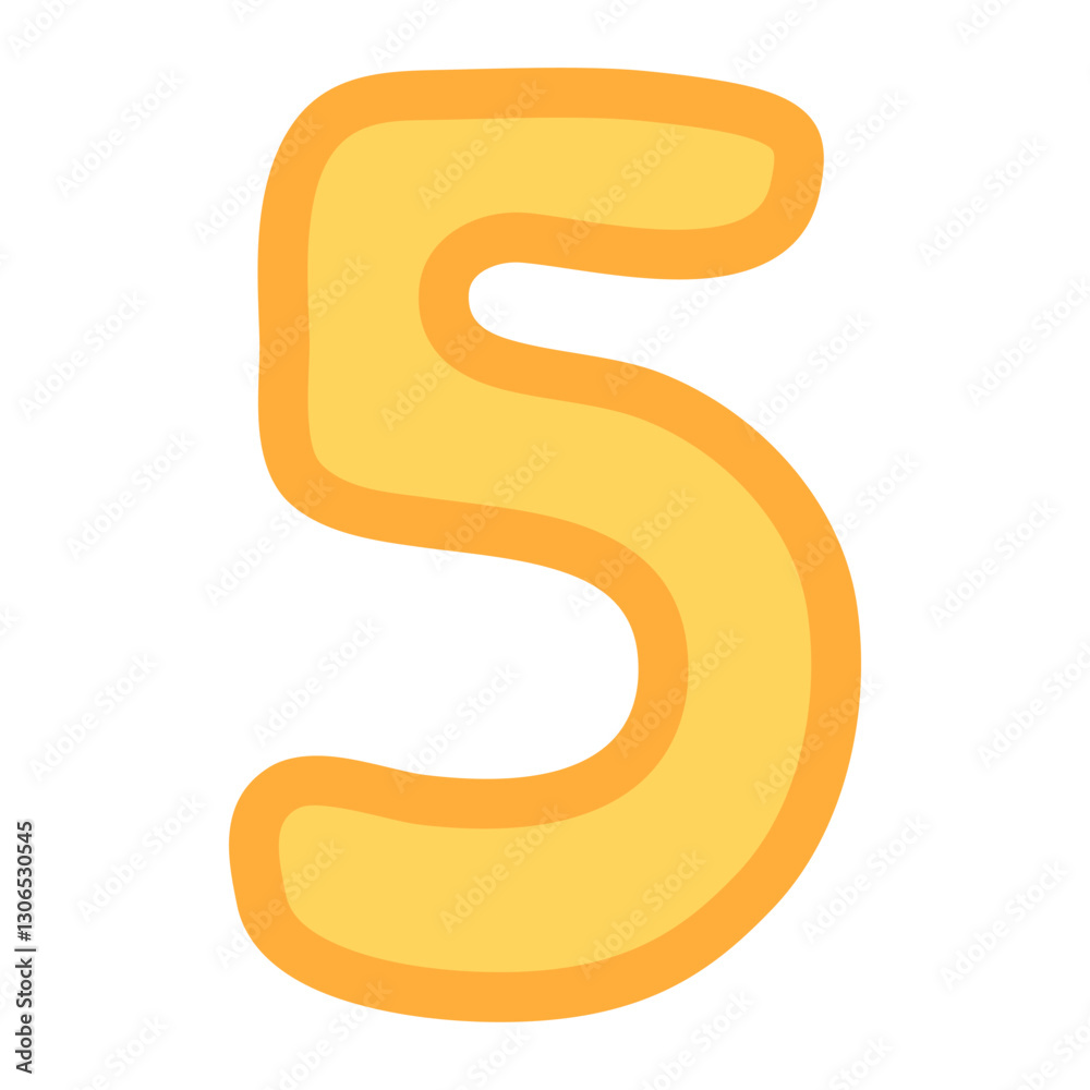 Cartoon Number 5, Playful Numeric Set, Kids Friendly Digits Cartoon Number 5, Playful Numeric Set, Kids Friendly Digits