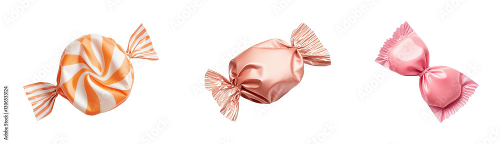 Fototapeta premium Colorful assorted candies on a transparent background