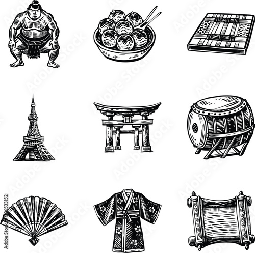 Bundle of Japanese Lifestyle Vintage Illustrations

