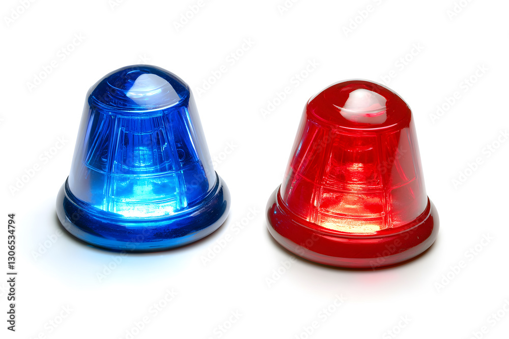 Set of red and blue siren light isolated on white background Set of red and blue siren light isolated on white background