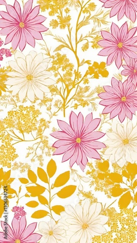 Wallpaper Mural elegância floral, gradiente dourado, composição harmoniosa, brilho de mimosa, textura suave, flores simbólicas, beleza natural, design delicado, cores pastel, Torontodigital.ca