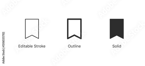 save icon bookmark symbol in three styles: editable stroke, outline and solid