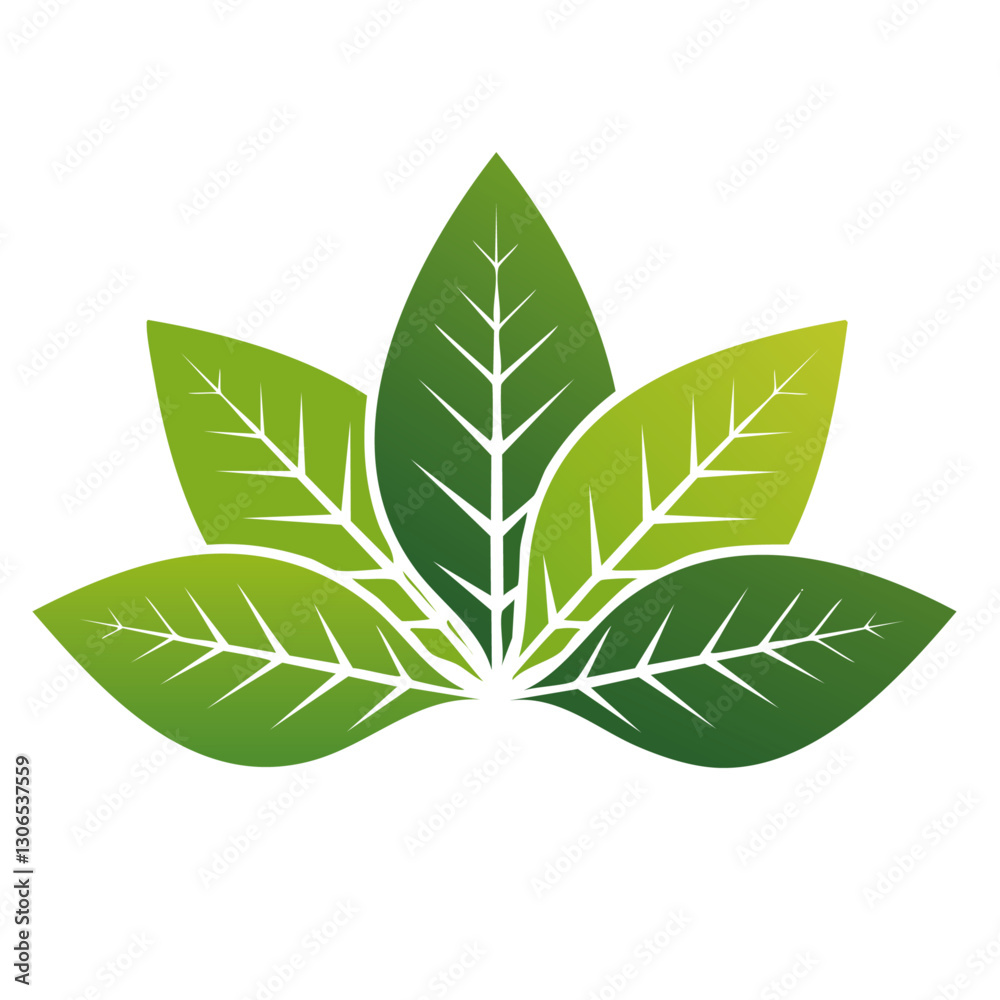 Green leaf organics eco logo plant vector transparent background