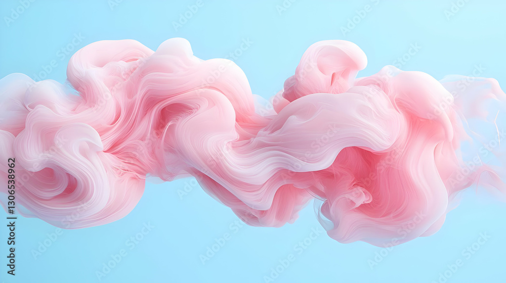 Fototapeta premium Soft Pink Swirls of Color on Light Blue Background for Artistic Use