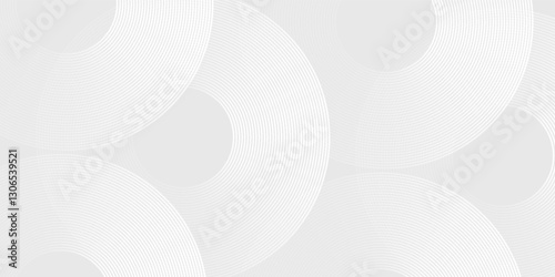 Modern white glowing geometric lines on gray background. Modern shiny blue circle lines pattern design modern simple
