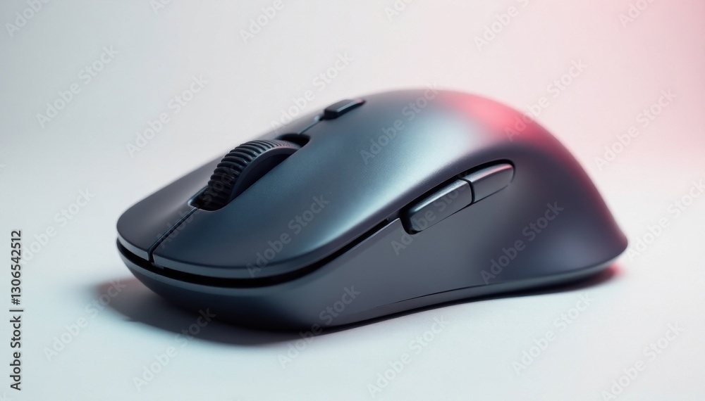 Sleek ergonomic computer mouse, metallic grey , modern, device, wireless Sleek ergonomic computer mouse, metallic grey , modern, device, wireless