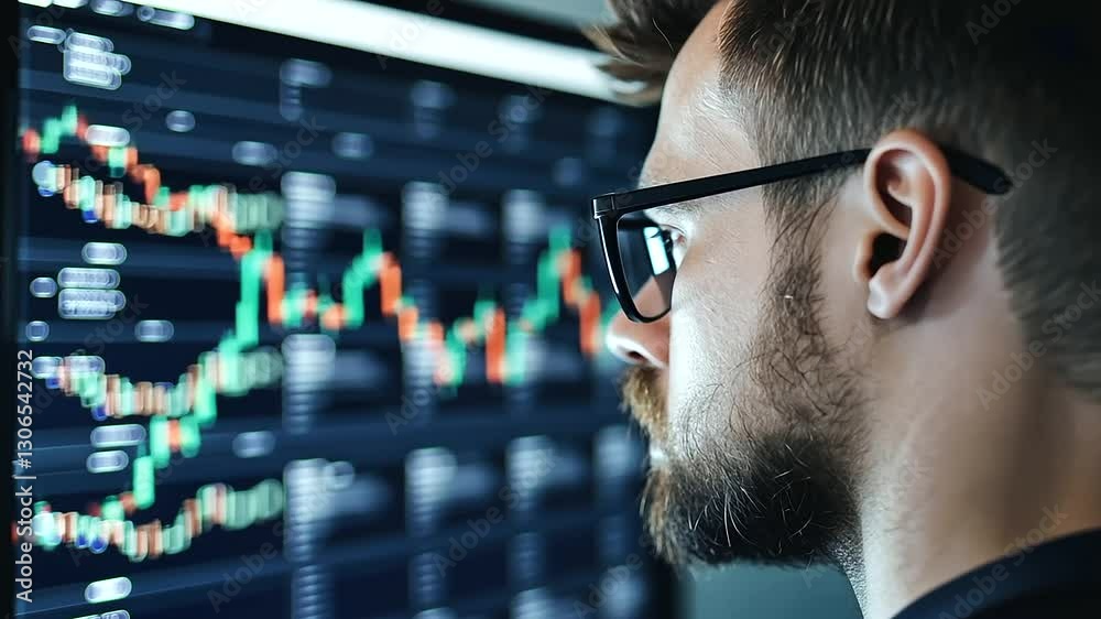Cryptocurrency Trader Monitoring Multiple Screens with Price Charts