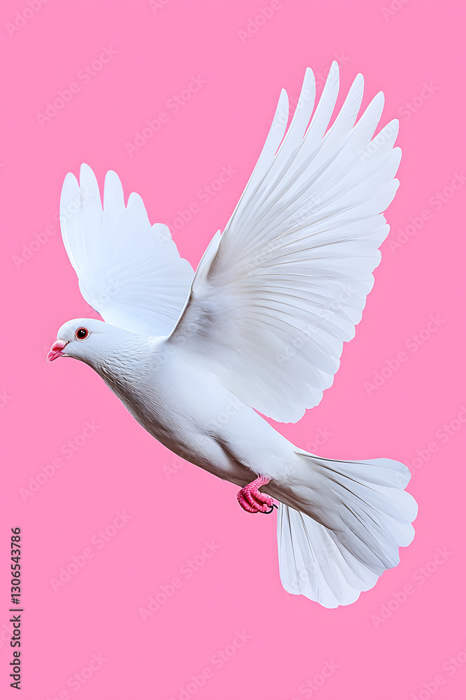 Fototapeta premium White dove flying isolated on white background
