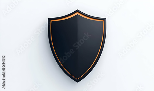 Free Download Black Shield Icon with Orange Outline on a Minimalist Background - GFXLoad