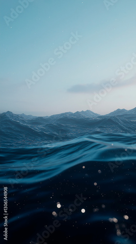 Abstract ocean wave art; swirling teal and gold water; background texture; website or phone wallpaper