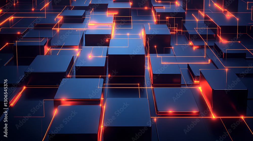 Fototapeta premium Dynamic abstract technology visualization digital space 3d graphic futuristic environment aerial view innovation concept