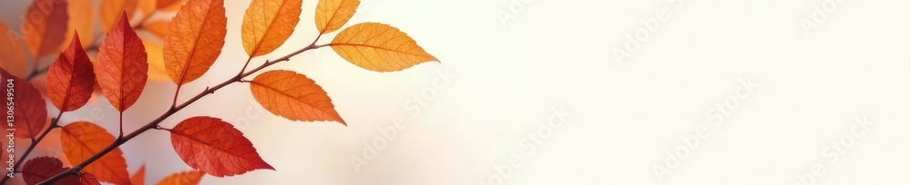 Foliage against soft white background with warm colors, leaves, simple background Foliage against soft white background with warm colors, leaves, simple background