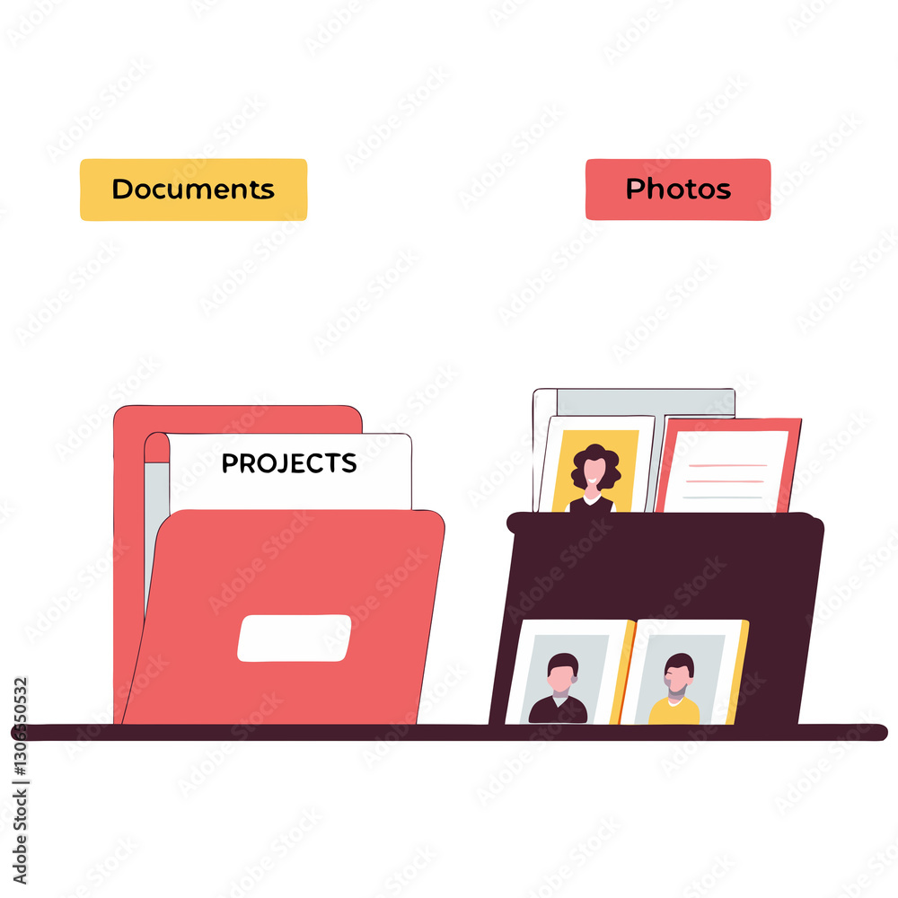 Title: Add files concept illustration demonstrating digital document upload and cloud storage  
