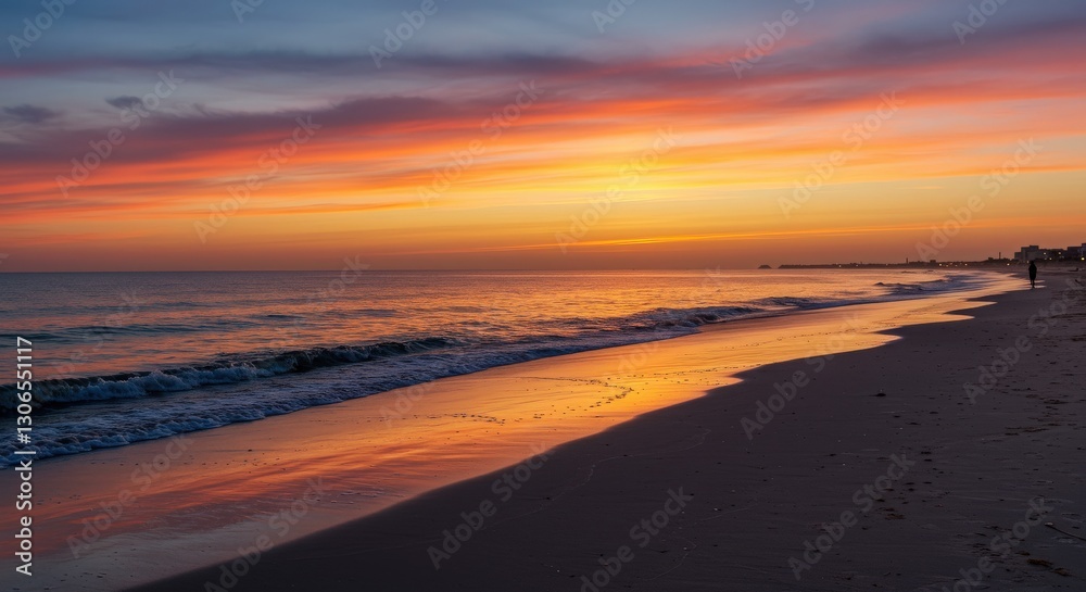 virginia beach beautiful sunset over the beach with waves and orange sky virginia beach beautiful sunset over the beach with waves and orange sky