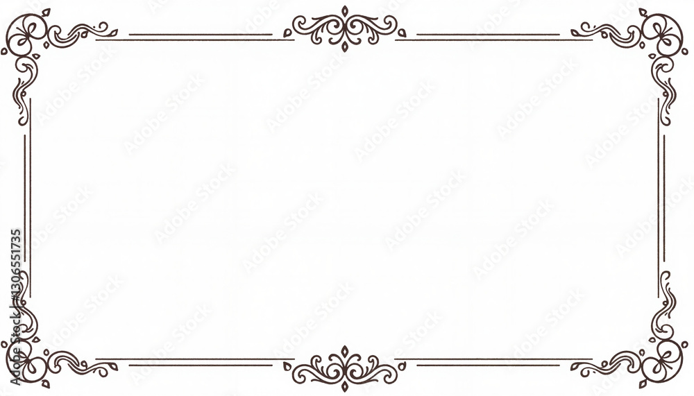 Obraz premium Elegant black and white ornamental wedding border design, timeless beauty