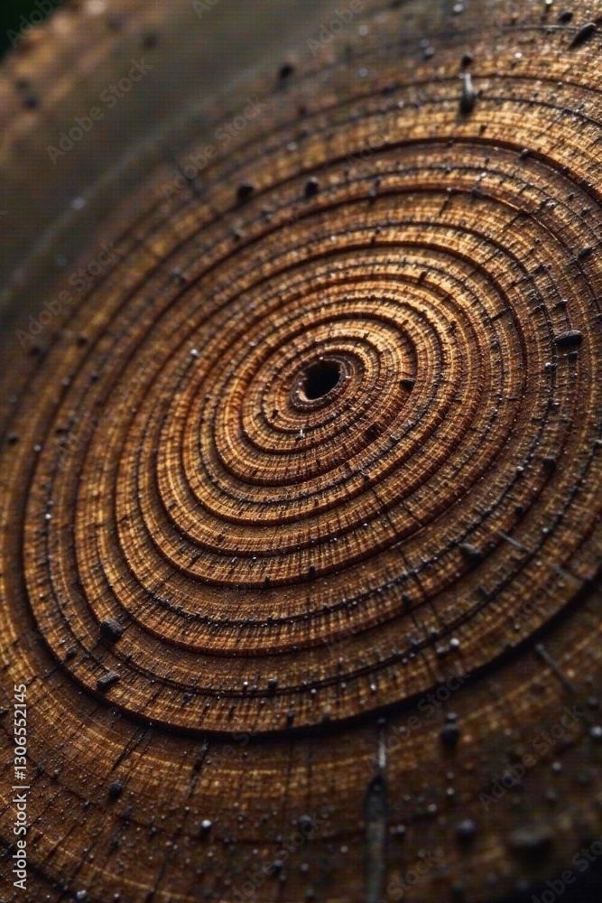 Fototapeta premium Intricate concentric circles of a tree trunk, revealing a mesmerizing pattern of nature's artistry in rich brown hues