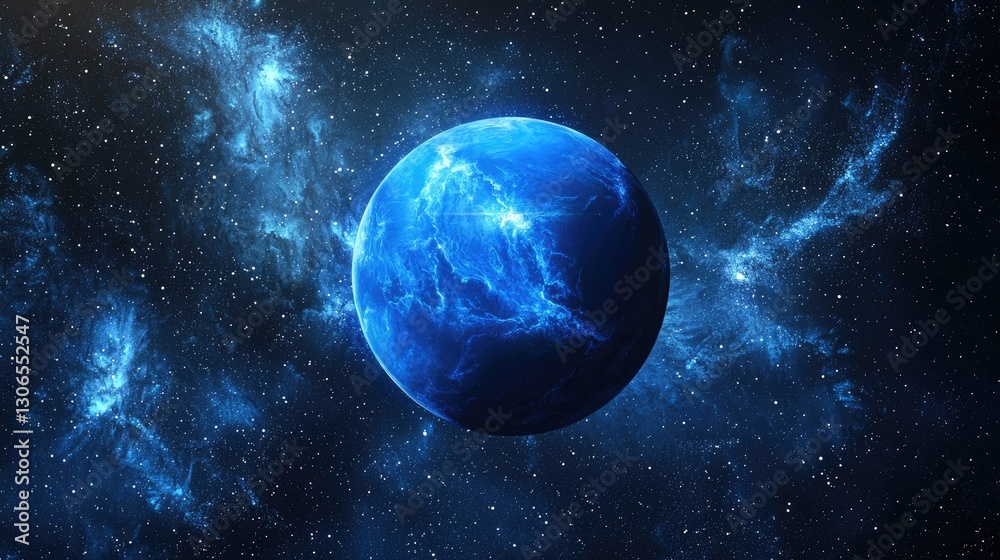 Fototapeta premium a picture of the planet Neptune. Stars and galactic energy in the background.