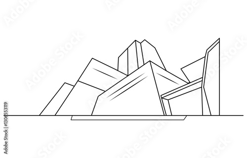 Single one line drawing building icon