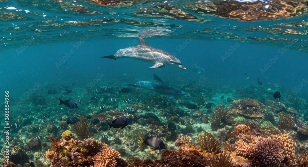 Obraz premium Beautiful tropical island in the Caribbean with clear blue skies, turquoise waters, and sandy beaches, perfect for a summer vacation