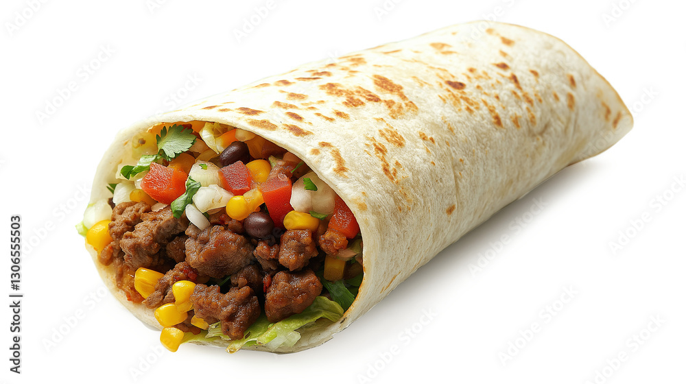 Foto Burrito isolated on a white background