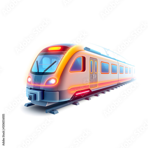 Train holographic 3D icon. neon symbol vector illustration isolated on white background. Generative AI