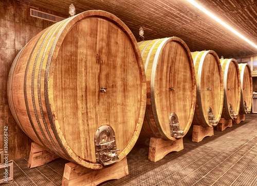Cantina con botti di vino.