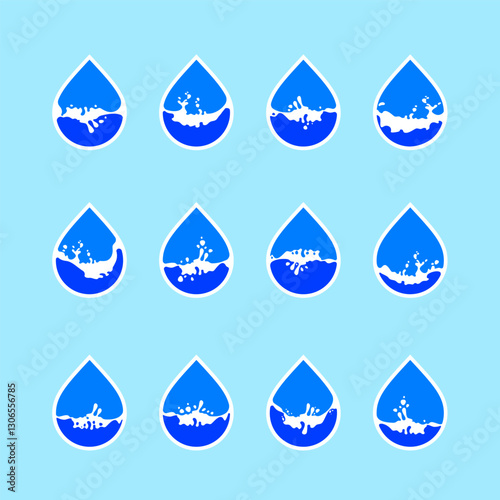 Water drop icons set, can be used for logo