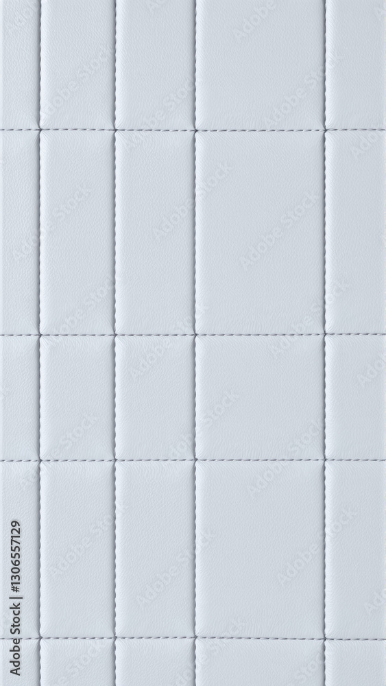 Naklejka premium The surface texture of artificial leather is light gray, the surface is stitched in the form of diamonds, squares, rectangles. Eco-leather in a kilt. 