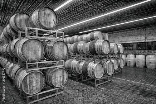 Cantina con botti di vino.