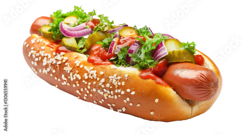  Hot Dog Pretzel isolated on a white background 