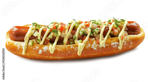  Hot Dog Pretzel isolated on a white background 