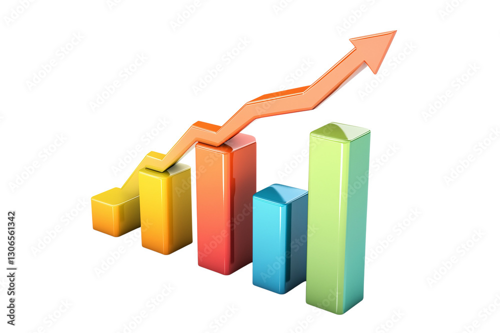 A bar graph arrow pointing up, on Transparent PNG format Background. A bar graph arrow pointing up, on Transparent PNG format Background.