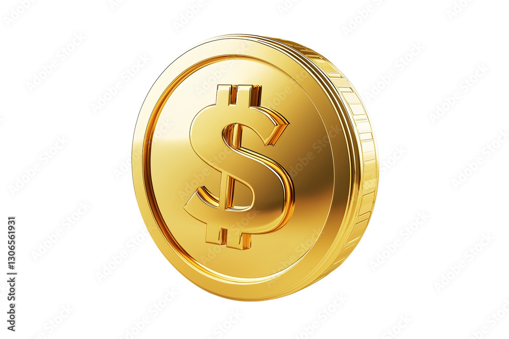 Golden coin with a dollar sign on Transparent PNG format Background. Golden coin with a dollar sign on Transparent PNG format Background.