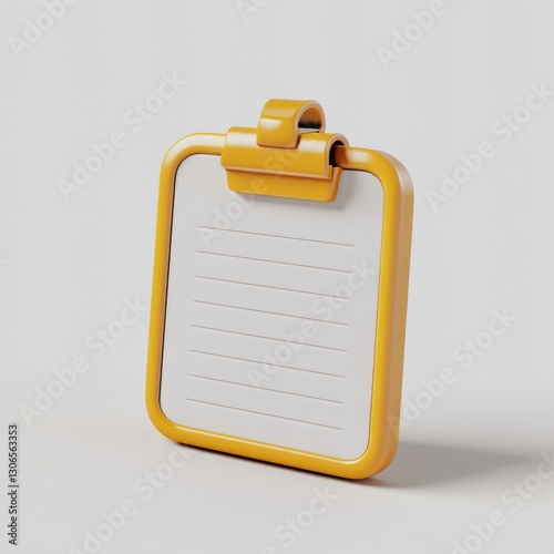 Clean, sleek 3D Clipboard Icon on white.