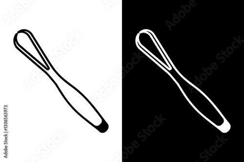 Stylized Tweezers Icon – Elegant Black and White Silhouette Design.