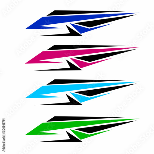 Illustration vector graphic set of abstract design decal stickers for cars and other