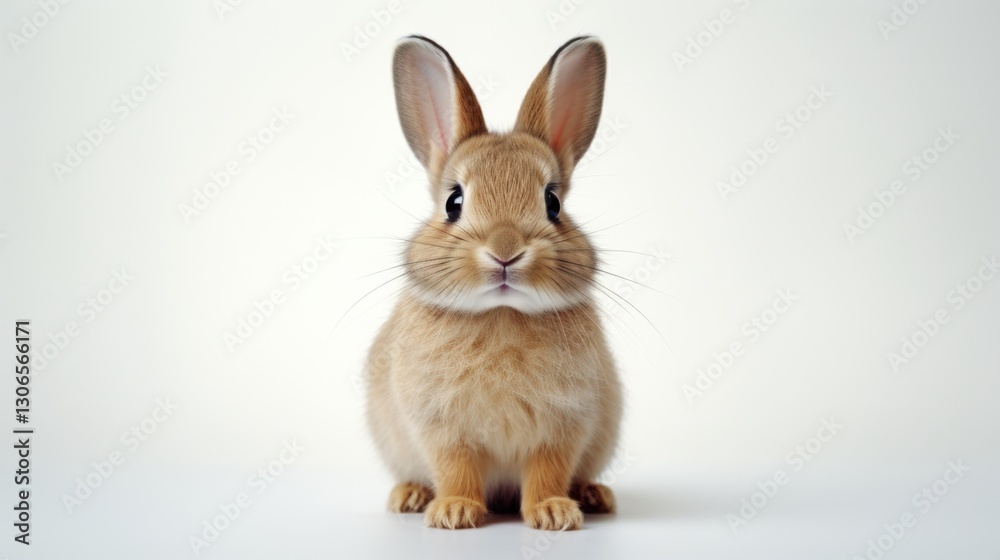 Close-up of a cute rabbit with big, curious eyes, captured with clarity and precision, set against a white background for easy integration into designs Close-up of a cute rabbit with big, curious eyes, captured with clarity and precision, set against a white background for easy integration into designs
