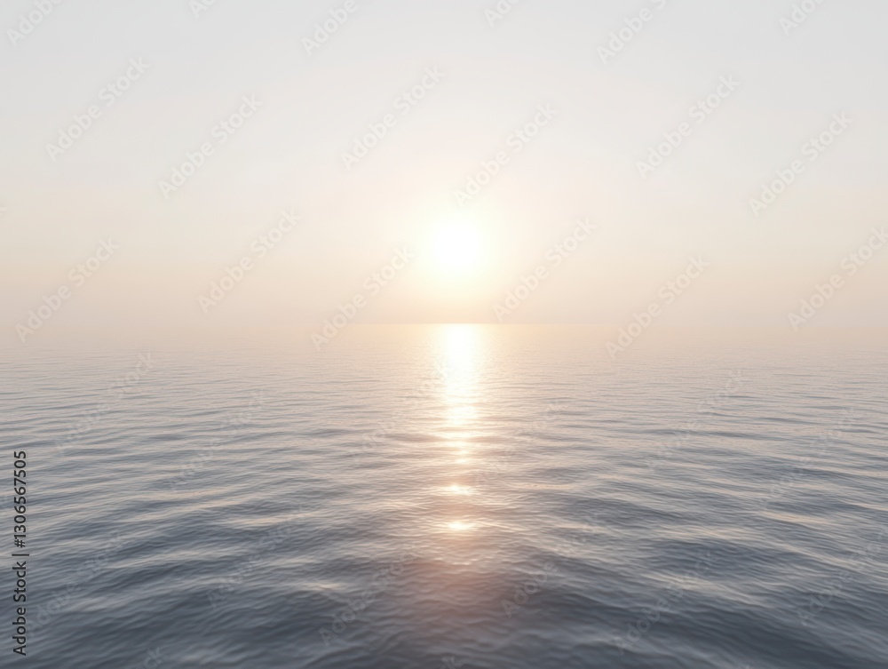 Obraz premium Serene Sunset Over Calm Ocean Waters Peaceful Minimalist Seascape
