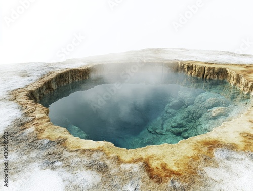 Wallpaper Mural Steaming Teal Geothermal Pool with Tan and Beige Rim and Light Snow Dusting Torontodigital.ca