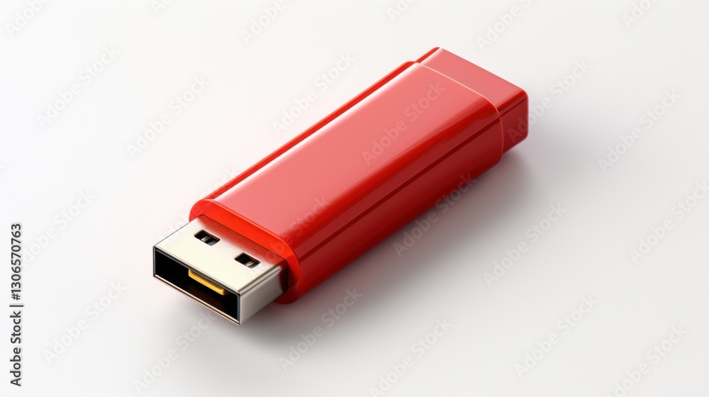 Detailed and sharp image of a compact USB flash drive with a modern design, on a white background, ready for use in presentations, websites, and print materials Detailed and sharp image of a compact USB flash drive with a modern design, on a white background, ready for use in presentations, websites, and print materials