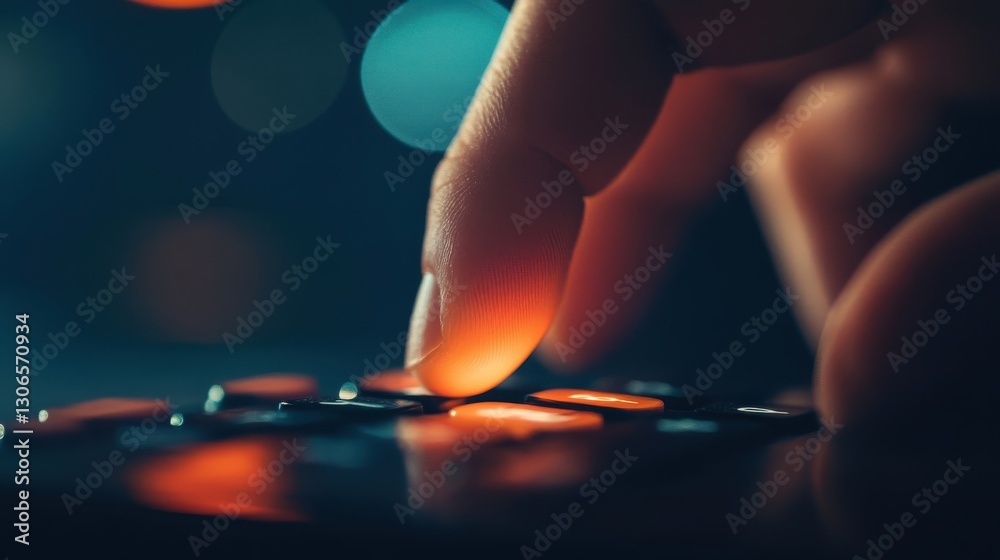 A person is pressing a button with their fingertip A person is pressing a button with their fingertip